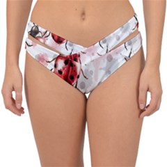 Ladybugs Pattern Texture Watercolor Double Strap Halter Bikini Bottoms