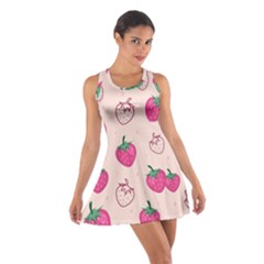 Seamless Strawberry Fruit Pattern Background Cotton Racerback Dress
