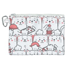 Cute Cat Chef Cooking Seamless Pattern Cartoon Canvas Cosmetic Bag (xl) by Bedest