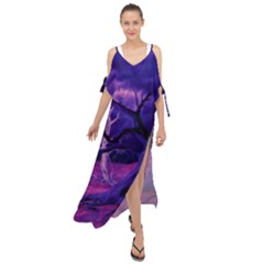 Forest Night Sky Clouds Mystical Maxi Chiffon Cover Up Dress