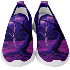 Forest Night Sky Clouds Mystical Kids  Slip On Sneakers by Bedest