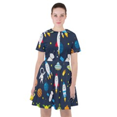 Big Set Cute Astronauts Space Planets Stars Aliens Rockets Ufo Constellations Satellite Moon Rover V Sailor Dress by Bedest