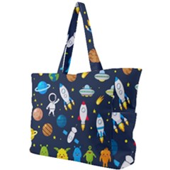 Big Set Cute Astronauts Space Planets Stars Aliens Rockets Ufo Constellations Satellite Moon Rover V Simple Shoulder Bag by Bedest