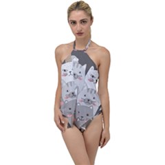 Cute Cats Seamless Pattern Go With The Flow One Piece Swimsuit by Bedest