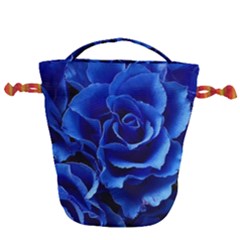 Blue Roses Flowers Plant Romance Blossom Bloom Nature Flora Petals Drawstring Bucket Bag