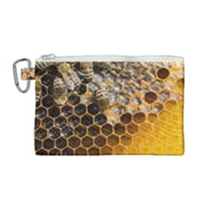 Honeycomb With Bees Canvas Cosmetic Bag (medium)