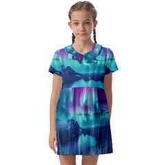 Lake Aurora Borealis Kids  Asymmetric Collar Dress