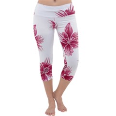 Hawaiian Flowers Capri Yoga Leggings by essentialimage