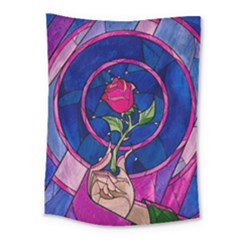 Enchanted Rose Stained Glass Medium Tapestry by Cendanart