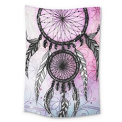 Dream Catcher Art Feathers Pink Large Tapestry