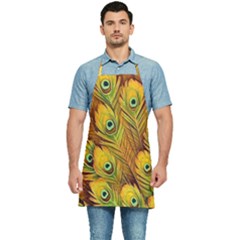 Peacock Feathers Green Yellow Kitchen Apron