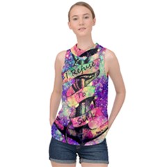 Anchor Purple Space High Neck Satin Top by Bedest