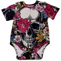 Skull Flowers American Native Dream Catcher Legend Baby Short Sleeve Bodysuit