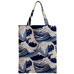 Japanese Wave Pattern Zipper Classic Tote Bag