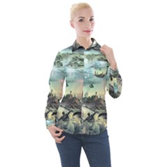 Psychedelic Art Women s Long Sleeve Pocket Shirt