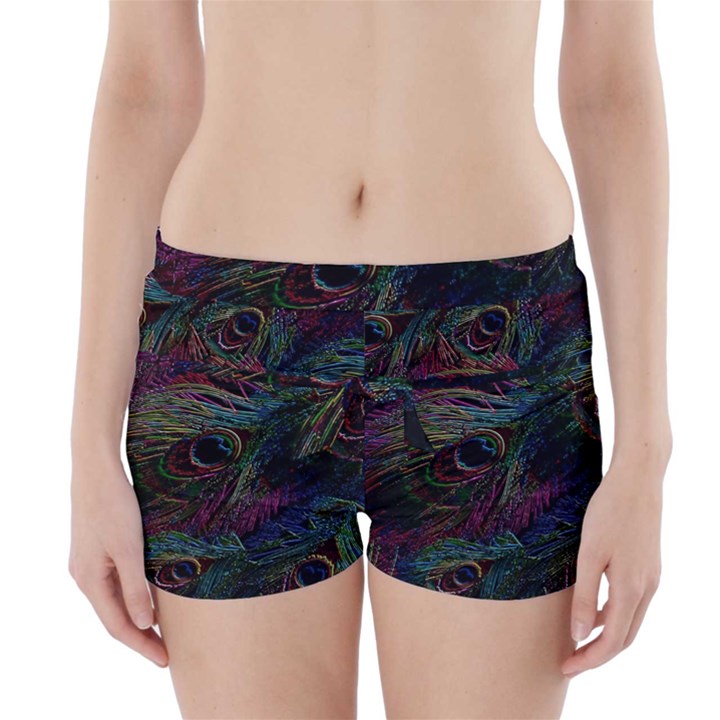 Peacock Feather Paradise Boyleg Bikini Wrap Bottoms