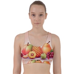 Fruit Pattern Apple Abstract Food Back Weave Sports Bra by Proyonanggan