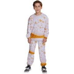 Beer Foam Texture Macro Liquid Bubble Kids  Sweatshirt Set by Cemarart