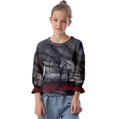 Grave Yard Dark Fantasy Trees Kids  Cuff Sleeve Top