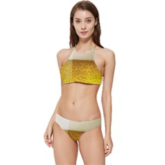 Light Beer Texture Foam Drink In A Glass Banded Triangle Bikini Set by Cemarart