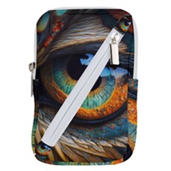 Eye Bird Feathers Vibrant Belt Pouch Bag (large)