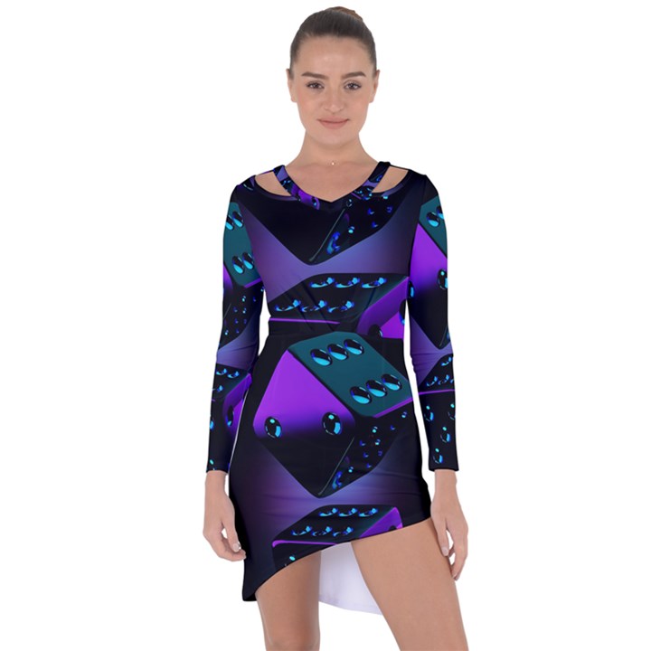 3d Love Ludo Game Asymmetric Cut-Out Shift Dress