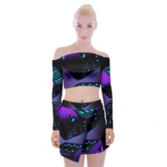 3d Love Ludo Game Off Shoulder Top With Mini Skirt Set by Cemarart