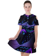 3d Love Ludo Game Short Sleeve Shoulder Cut Out Dress  by Cemarart