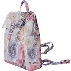 Pastel Rose Flower Blue Pink White Buckle Everyday Backpack