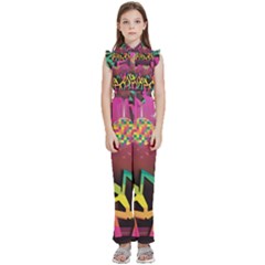 Dancing Colorful Disco Kids  Sleeveless Ruffle Edge Band Collar Chiffon One Piece by Bajindul