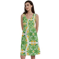 Green Pattern Retro Wallpaper Classic Skater Dress