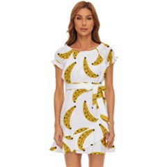 Banana Fruit Yellow Summer Puff Sleeve Frill Dress