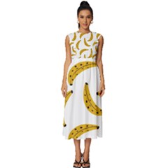 Banana Fruit Yellow Summer Sleeveless Round Neck Midi Dress