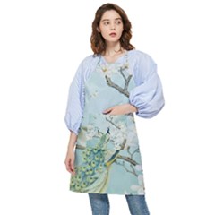 Couple Peacock Bird Spring White Blue Art Magnolia Fantasy Flower Pocket Apron by Ndabl3x