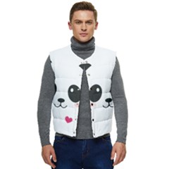 Cute Panda Love Animal Men s Button Up Puffer Vest	