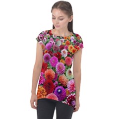 Flowers Colorful Garden Nature Cap Sleeve High Low Top