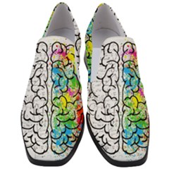 Brain Mind Psychology Idea Drawing Short Overalls Women Slip On Heel Loafers