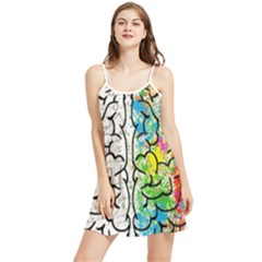 Brain Mind Psychology Idea Drawing Short Overalls Summer Frill Dress