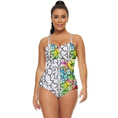 Brain Mind Psychology Idea Drawing Short Overalls Retro Full Coverage Swimsuit