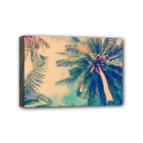 Palm Trees Beauty Nature Clouds Summer Mini Canvas 6  X 4  (stretched) by Cemarart