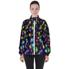 Star Colorful Christmas Abstract Women s High Neck Windbreaker