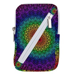 Rainbow Mandala Abstract Pastel Pattern Belt Pouch Bag (large)