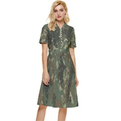 Camouflage Splatters Background Button Top Knee Length Dress by Grandong