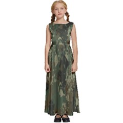 Camouflage Splatters Background Kids  Satin Sleeveless Maxi Dress by Grandong