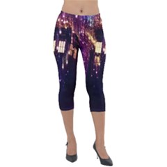 Tardis Regeneration Art Doctor Who Paint Purple Sci Fi Space Star Time Machine Lightweight Velour Capri Leggings  by Cemarart