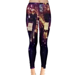 Tardis Regeneration Art Doctor Who Paint Purple Sci Fi Space Star Time Machine Inside Out Leggings by Cemarart