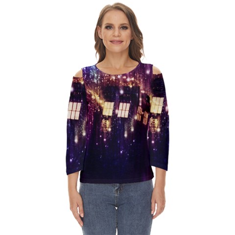 Tardis Regeneration Art Doctor Who Paint Purple Sci Fi Space Star Time Machine Cut Out Wide Sleeve Top by Cemarart