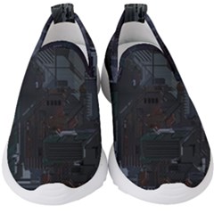 Abstract Tech Computer Motherboard Technology Kids  Slip On Sneakers