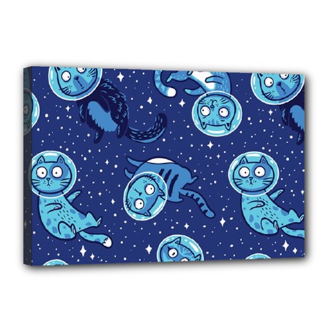 Cat Astronaut Space Suit Pattern Canvas 18  X 12  (stretched) by Cemarart