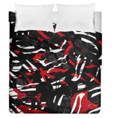 Shape Line Red Black Abstraction Duvet Cover Double Side (queen Size) by Cemarart